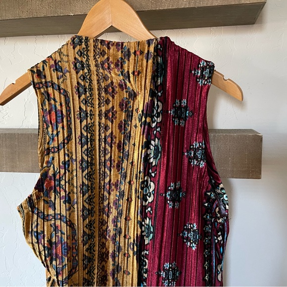 Dor Dor Couture Velvet Duster (Long Vest) in Burgundy & Mustard, Size M•••Boho - Picture 11 of 16